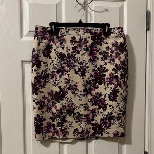 Ann Taylor factory knee length skirt. Purple and beige floral. Size 12